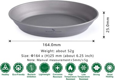 Мл Титановые миски Тарелка Сверхлегкая одностенная чаша Тарелка На открытом воздухе Посуда для кемпинга Кухонная утварь с сумкой для переноски Ti1107T (Ti1108T Plate S.), 800