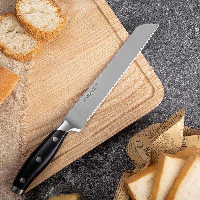 Ніж для чищення овочів linoroso 9 см Гострий фруктовий ніж Кухонні ножі Маленькі кухонні ножі Поковки з німецької вуглецевої сталі Ергономічна ручка з елегантною подарунковою коробкою - Classic Series (8-дюймовий ніж для хліба)