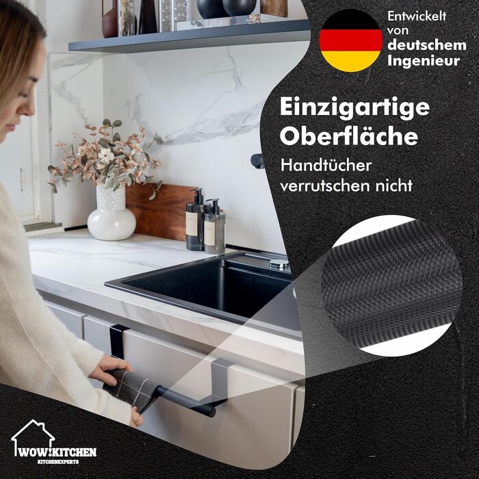 Тримач для рушників 37 см чорний Kitchenexperts