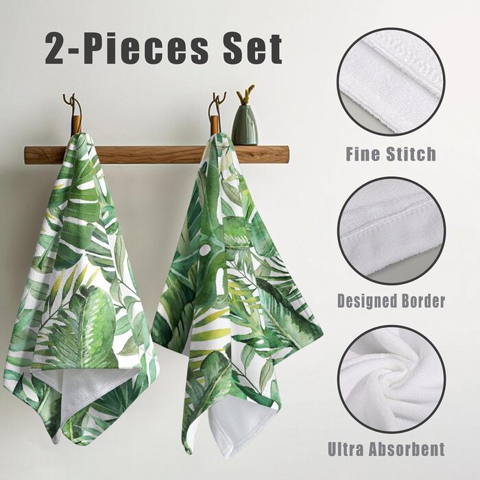 Різдвяні кухонні рушники Kwlegh, рушник для рук, різдвяна ялинка, цукерка-тростина, сніжинка, рушник для пальців, набір з 2 шт. , милий чоловічий банний рушник, високопоглинаючі рушники, 36 шт. (тропічне листя)