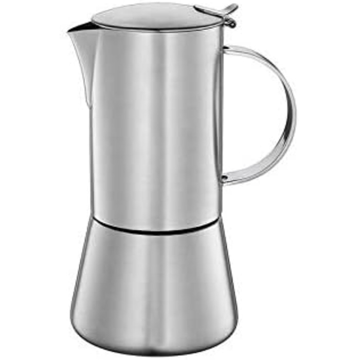 Эспрессо-кофеварка Cilio AIDA подходит для всех типов плит, включая индукционные Ø 9 см, В17,5 см Итальянская кофеварка Кафетерия Машина для приготовления мокко (матовая нержавеющая сталь, 6 чашек)