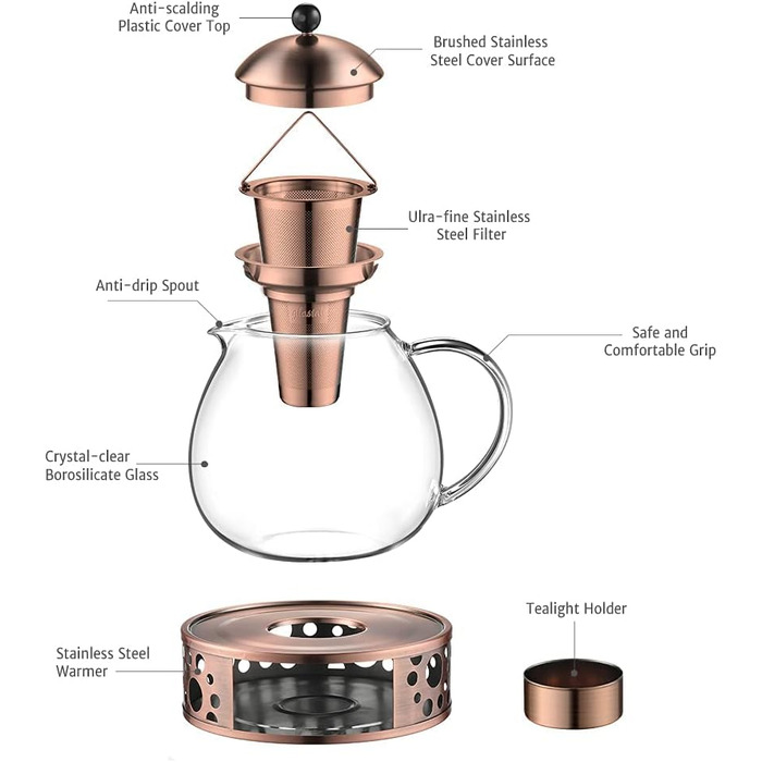 Бронзовий чайник об'ємом 1500 мл Glastal
