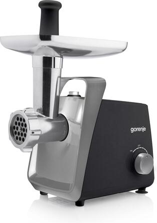 Gorenje М'ясорубка, 1600Вт, 2,2кг/хв, 2 решітки, пластик+метал, чорний