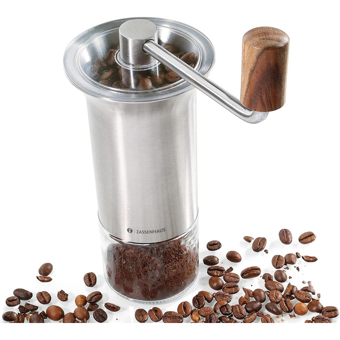 Кавомолка Zassenhaus бариста зі скла і нержавіючої сталі в кольорі сріблясто-прозора, висота 21см, 041170