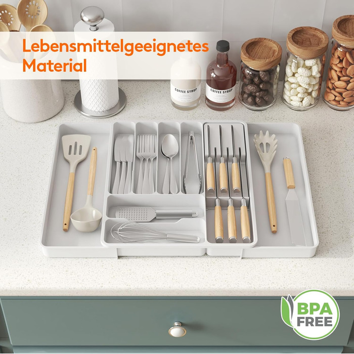 Органайзер для столових приладів 60 х 40 х 4,6 см білий Lifewit