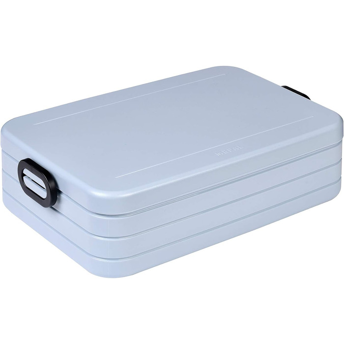 Ланч-бокс с бенто-боксом - на 4 бутерброда или 8 ломтиков хлеба - Ланч-бокс для небольших закусок и остатков еды - Ланч-бокс для взрослых - Коробка с едой с отделениями - (Old Nordic Blue, Bento Lunchbox large TAB)