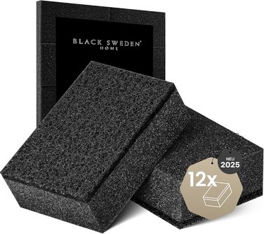 Набір губок для миття посуду 12 шт. чорний Black Sweden Home
