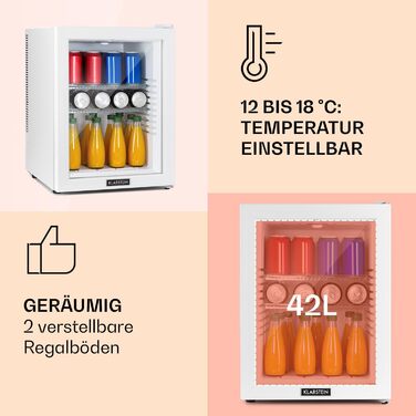 Мини-холодильник со стеклянной дверцей 42 л белый Klarstein