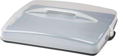 Кругла транспортувальна коробка для торта Xavax з кришкою, контейнер для торта діаметром 31,5 см, внутрішня висота 8 см, коробка для торта з пристроєм поділу шматків, антрацитова форма для торта, прозора (коробка для транспортування листкового торта)