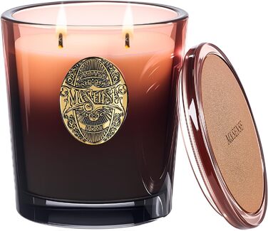 Ароматна свічка M&SENSE Лісова хатина, ароматичні свічки у склянці, натуральна соєва свічка, час горіння 55 годин, подарункові свічки для жінок та чоловіків, подарункова свічка (червоне дерево, сандалове дерево, 560 г)