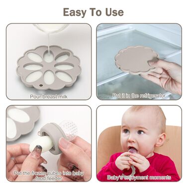 Соска CLDY Baby Fruit для немовлят, контейнер для зберігання дитячого харчування та 3 силіконові соски 3 розмірів для малюків від 3 місяців, дитяче морозиво для прорізування зубів, без BPA (1 набір зелених) (молочно-білий соняшник курча)