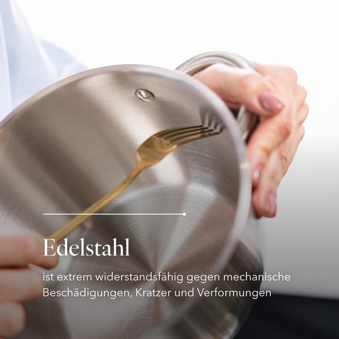 Набір посуду FLORINA 4 предмети Нержавіюча сталь 18/0 Кришка із загартованого скла Для індукційних, газових, електричних та керамічних варильних поверхонь Можна мити в посудомийній машині Високоякісний набір посуду для кожної кухні (8 предметів, Henry)