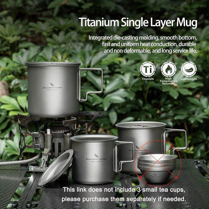 Мл Титанова чашка з кришкою Складна ручка Одностінний кемпінговий кухоль Легко переносний для посуду для пиття на відкритому повітрі US-Ti3059D (чашка 220 мл з ситечком чашка 350 мл чашка 500 мл), 500