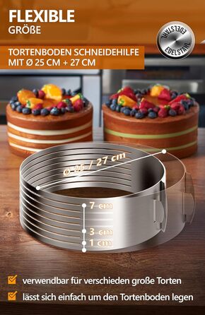 Аксесуари для торта 4smile - набір з нержавіючої сталі для нарізання торта, 3 предмети - насадка для різання основи торта кондитерський ніж сервер для торта - насадка для різання торта ідеально підходить для приготування торта