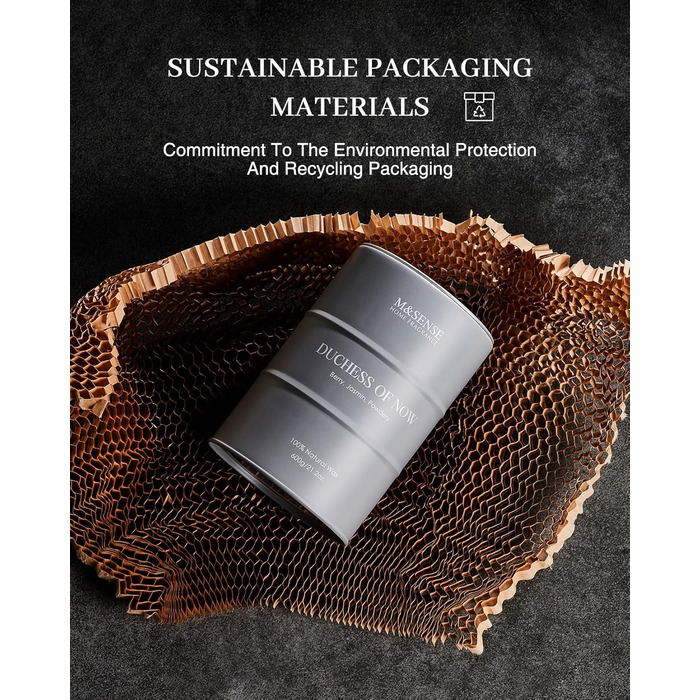 Ароматичні свічки M&SENSE з натурального соєвого воску, натуральна соєва свічка для домашнього декору, тривалий час горіння до 70 годин, класні подарунки-свічки для чоловіків і жінок (600 г, герцогиня Нові)