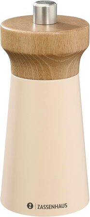 Соляний млин Zassenhaus WESTERLAND пісок лакована деревина бука Головка млина з деревини бука з плавним регулюванням високопродуктивної керамічної шліфувальної машини Млин для спецій для солі 12 см, Ø 5,4 см Соляний пісок, бук
