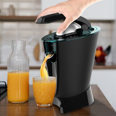 Соковижималка для цитрусових Cecotec Electric Arm 600 Steel. 600 Вт, ситечко з нержавіючої сталі, 2 знімні конуси, важіль, протикрапельна система, можна мити в посудомийній машині (чорний, EssentialVita Hyden)