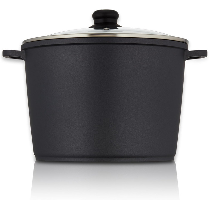 Каструля 10 л алюмінієва зі скляною кришкою 28 см, чорна KHG