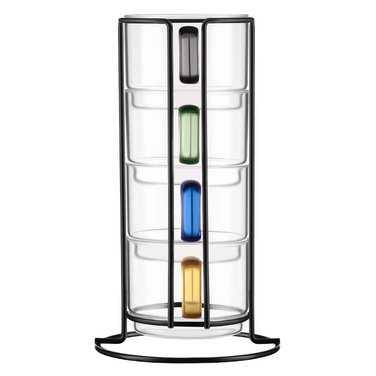 Набір чашок з підставкою Ardesto 350мл, 4шт, боросилікатне скло, прозорий
