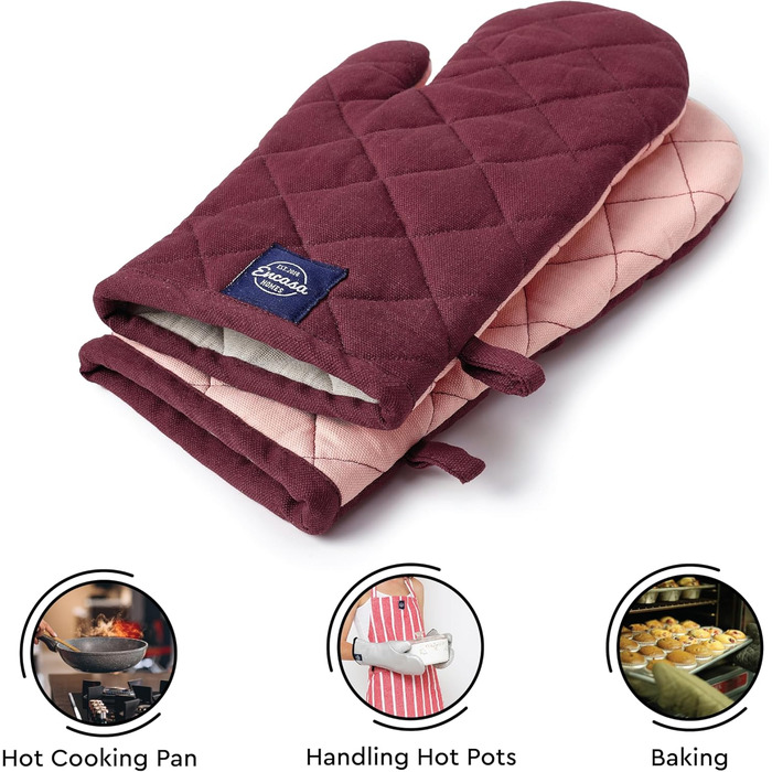 Набір з 2 кухонних рукавичок 18x30 см, каштаново-коричневий Encasa XO