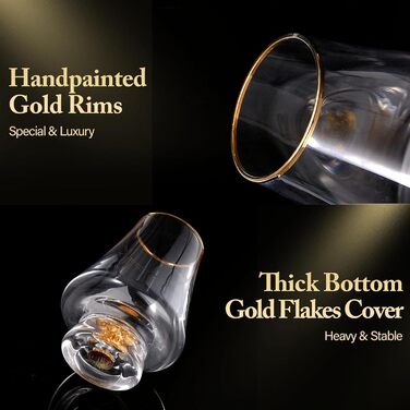 Набір із 4 келихів для віскі 235 мл із золотими обідками DUJUST