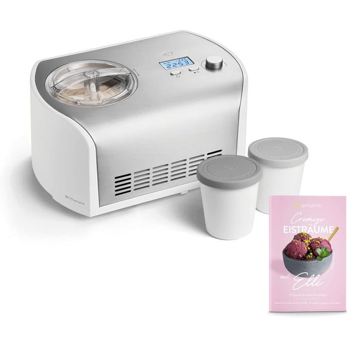 Морожениця з самоохолоджуючим компресором 135 Вт з нержавіючої сталі Springlane