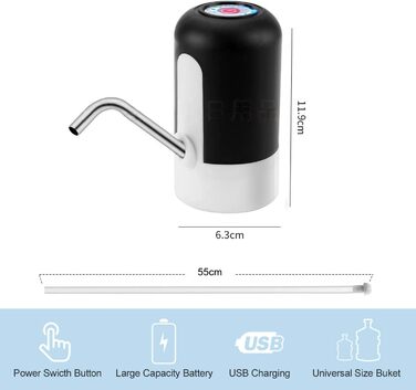 Електричний диспенсер для пляшок з водою чорно-білий zalati