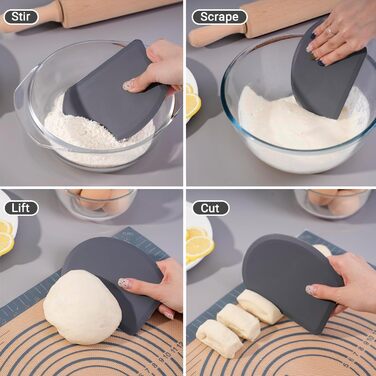 Гибкий силиконовый скребок для теста 15,2 х 11 см черный Lazymi