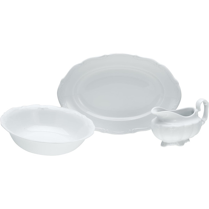 Порцеляна, білий (білий, 34 x 28,3 x 25,5 см, сервірувальний набір 3 шт. и), 30 шт.