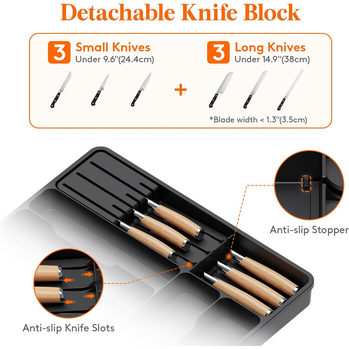 Органайзер для столових приборів 60 х 40 см чорний Lifewit