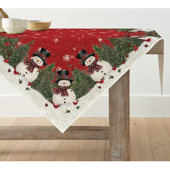 Модна червона різдвяна скатертина у формі сніговиків 100 x 100 см, червона Artoid Mode