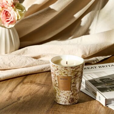 Ароматизована свічка M&SENSE велика Чорні ароматизовані свічки у склянці Ароматизована свічка з натурального соєвого воску Розслаблююча ароматерапія Подарунок для жінок та чоловіків, Різдво Час горіння 75 годин та 2 ґноти (лимон-ваніль, 400 г)