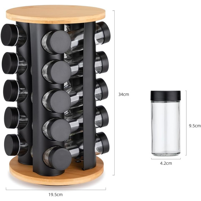 Обертова карусель на 20 баночок для спецій чорна EliteHoff