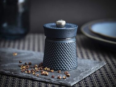 Ручний млин для перцю Peugeot Bali Fonte, класичне регулювання помелу, висота чавун, 35402 (8 см, одинарний, синій)