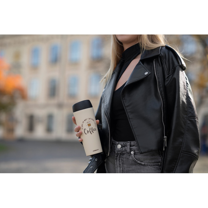 ARDESTO Термокухоль Coffee Time 450 мл, нержавіюча сталь, бежевий