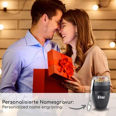 Стаканчик для пластівців Milu на винос 400 мл з гравіюванням імені Стаканчик для йогурту MsliMax з нержавіючої сталі для пластівців I герметичний стаканчик з ложкою (гравірування) гравіювання з нержавіючої сталі