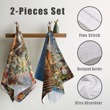 Різдвяні кухонні рушники Kwlegh, рушник для рук, рушник для пальців у формі різдвяної ялинки з цукерками та сніжинками, набір з 2 шт. , милий чоловічий банный рушник, високопоглинаючі рушники, 36 x (Xmas-a)