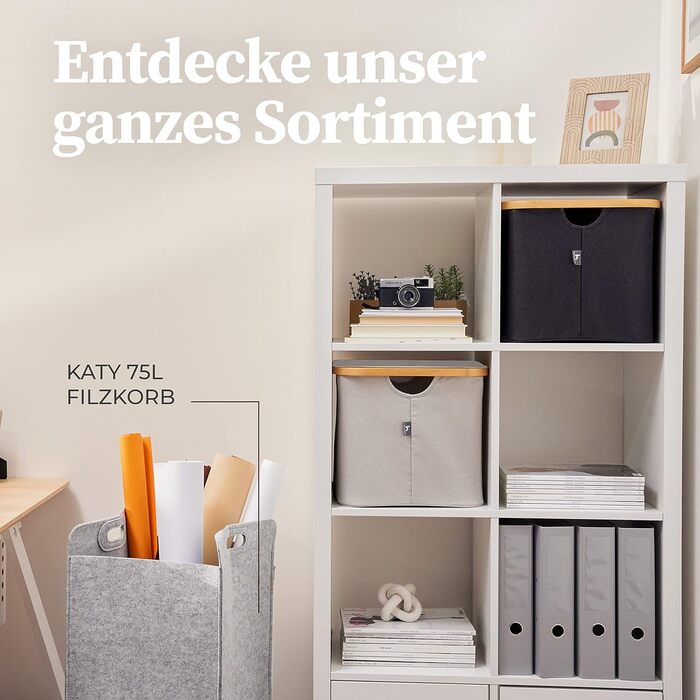 Кошики для зберігання, сумісні з IKEA KALLAX Shelf - Кошик для зберігання деревини Small Anthracite - Коробка для зберігання Полиця Кошик для зберігання - Паперовий ящик Кошик з фетру Складний кошик для білизни (40 л з кришкою, бежевий/сірий)