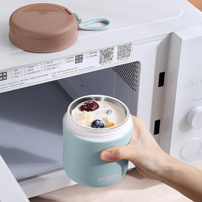 Герметичний ізольований харчовий контейнер, термоконтейнер, нержавіюча сталь, вакуумний харчовий контейнер з ложкою, для школи, роботи, пікніка (одношаровий) (синій)