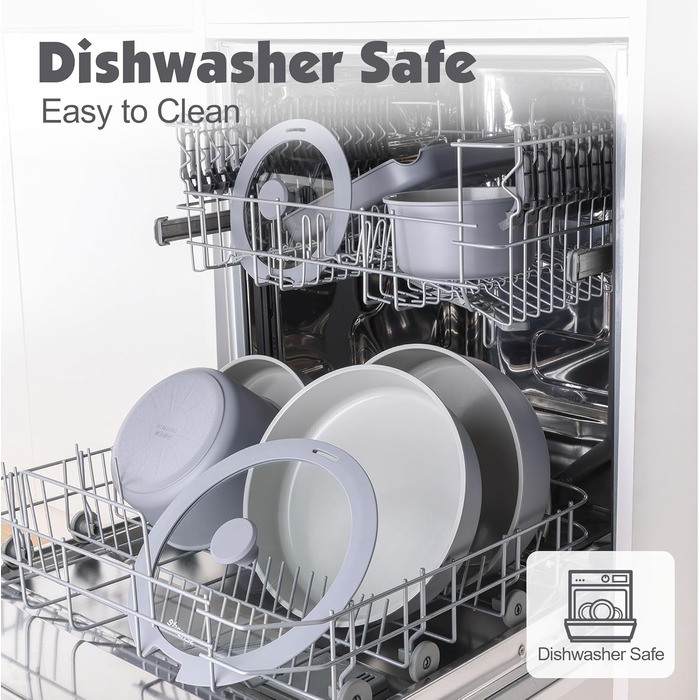 Набір кухонного посуду, 17 предметів, сірий Sensarte