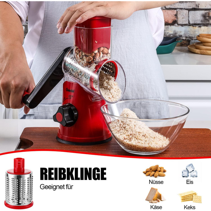 Терка для сыра/овощей с 3 барабанными лезвиями Geedel