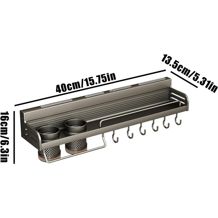 Настінний органайзер для кухонного приладдя 40 см Foway