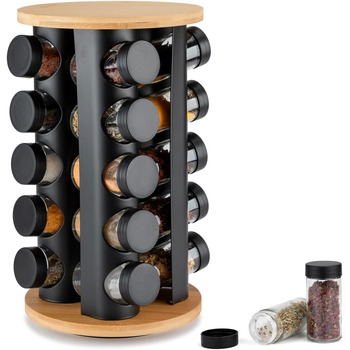 Обертова карусель на 20 баночок для спецій чорна EliteHoff