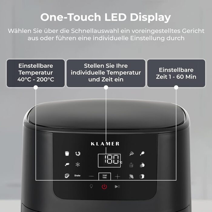 Аерофритюрниця 5 л, 1500 Вт, чорна Klamer
