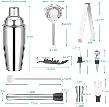 Коктейльний набір, 750 мл., 12 предметів GOLDGE