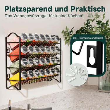 Набір з 28 баночок для спецій 120 мл зі стійкою 33,5 х 9,5 х 28 см чорний Enjoior