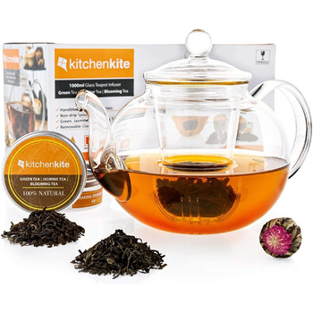 Скляний чайник із вставкою сітчастого фільтра та кришкою Kitchen Kite