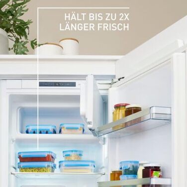 Набір контейнерів для зберігання продуктів EMSA Clip & Close, прямокутні, 5 x 0,8 л, коробки для зберігання, 100 герметичні, придатні для миття в посудомийній машині, морозильної камери та мікрохвильової печі, прозорі, сині, зроблені в Німеччині, N10307 (