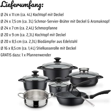 Набір кухонного посуду,  10 предметів, чорний Gourmet Granite GSW