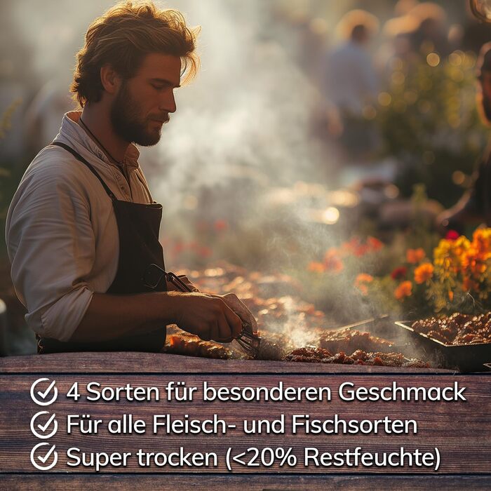 Коптильна стружка 2 л середній розмір, набір 4 предмети, акація, клен, каштан, дуб Landree